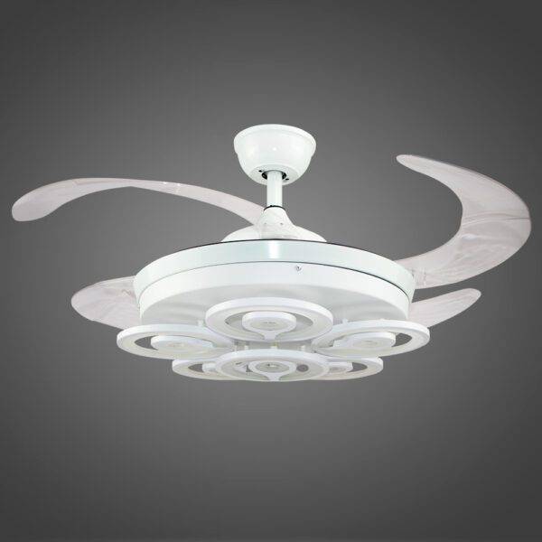 Ventilador con Iluminación Led 3 Pasos, 72W, 6 Círculos ACRIL+WH