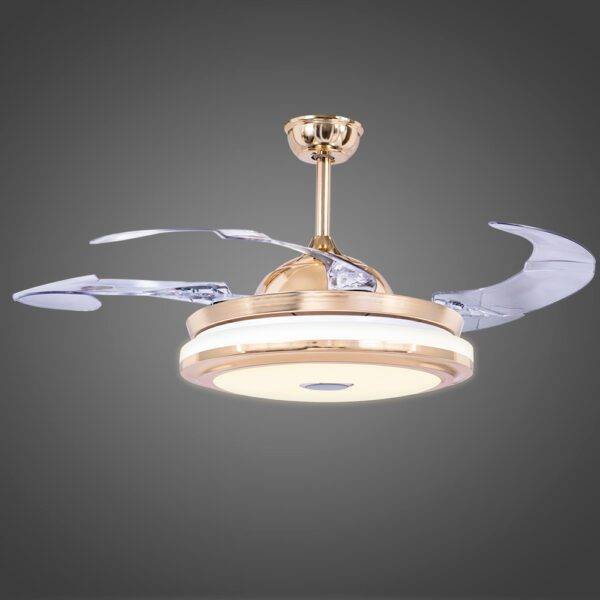 Ventilador con Iluminación Led 3 Pasos  72W, Bocina BT, Gold - Imagen 3
