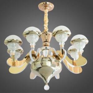 Candil 8 Brazos 60W B. Neutro Gold+WH 70cm