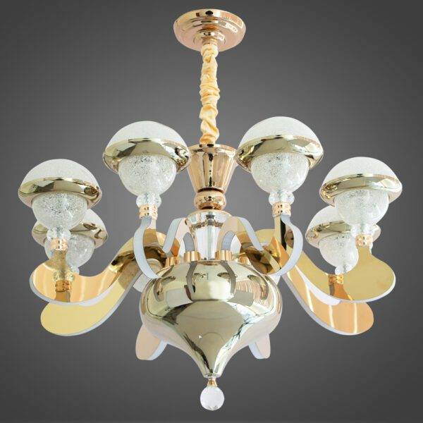 Candil 8 Brazos 60W B. Neutro Gold+WH 70cm