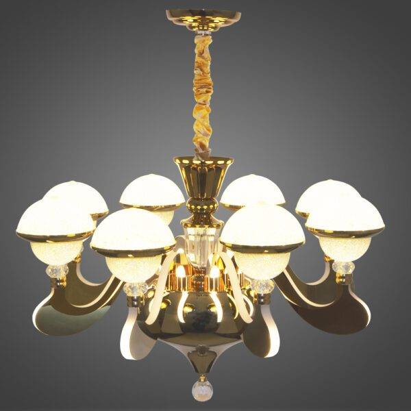 Candil 8 Brazos 60W B. Neutro Gold+WH 70cm - Imagen 2