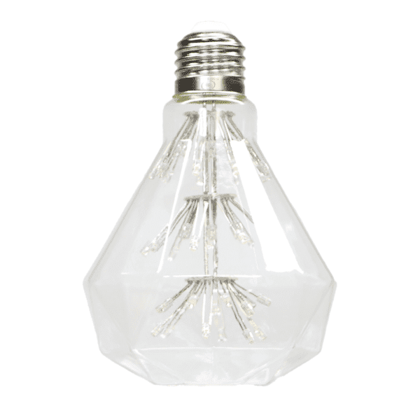 Foco Led de cristal, transparente pentágono, luz cálida de 3W
