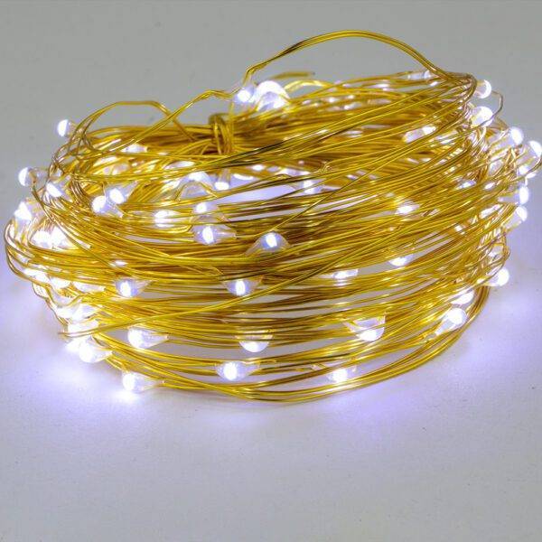 Cascada Alambre, 100 Led 10m, Luz Fría