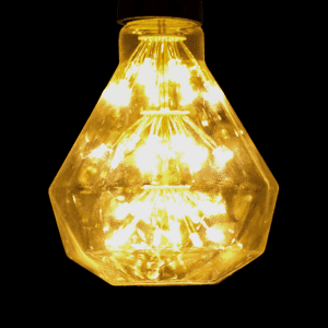 Foco Led de cristal, transparente pentágono, luz cálida de 3W