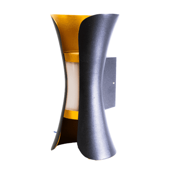 Arbotante tipo cilindro, color negro/dorado, luz cálida 2W