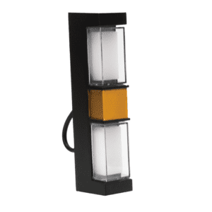 Arbotante rectángulo, color negro/dorado, 2 capas, luz cálida, 85-265, 10W