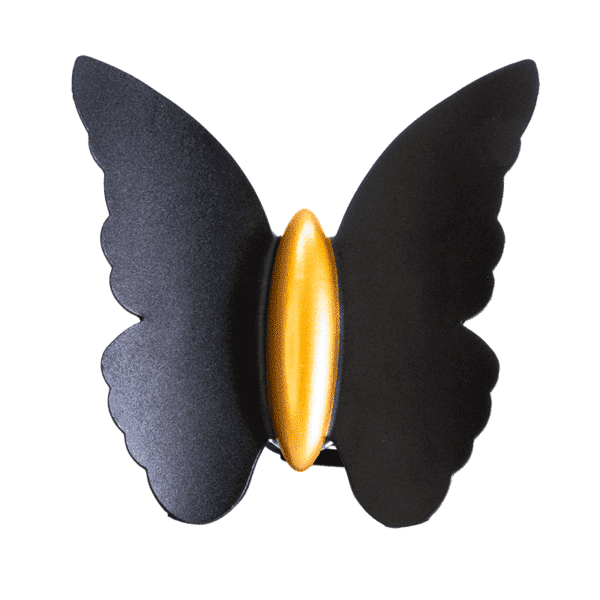 Arbotante mariposa, color negro/dorado, luz cálida, 85-265, 2*3W