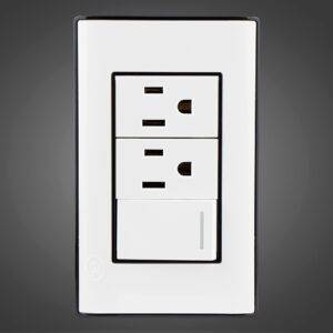 Interruptor conmutador más dos receptáculos sencillos