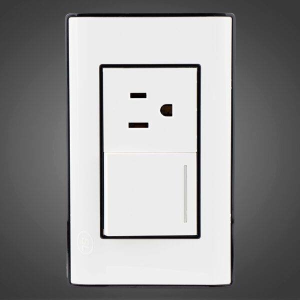 Interruptor sencillo más receptáculo  sencillo 2P + T