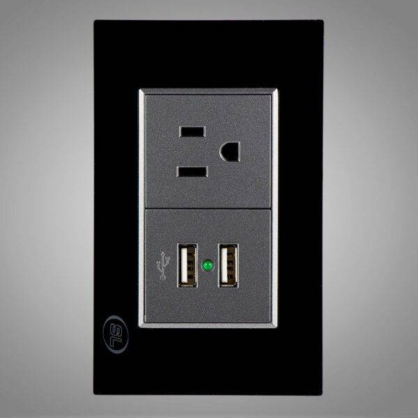 Receptáculo sencillo 2P + T más 2 USB