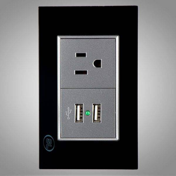 Receptáculo sencillo 2P + T más 2 USB