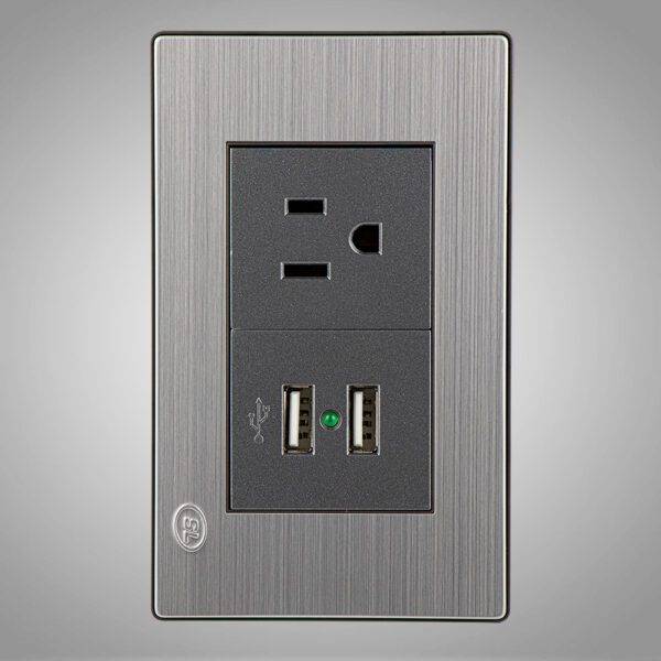 Receptáculo sencillo 2P+T más 2  USB