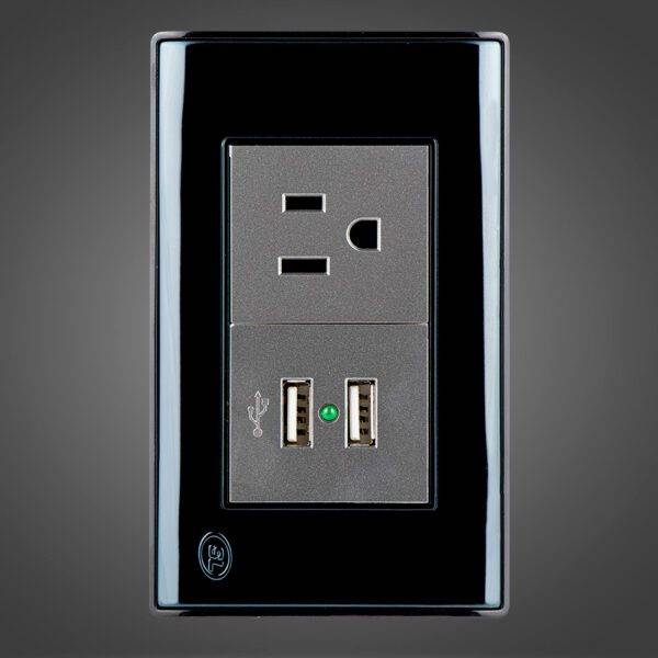 Receptáculo sencillo 2P + T más 2 USB