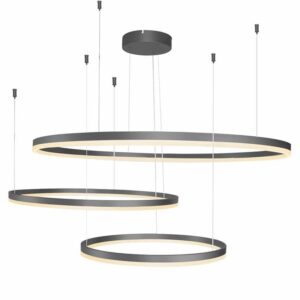 Lámpara colgante, 3 aros, gold grey