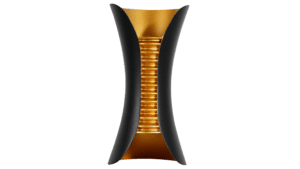 Arbotante tipo cilindro, color black/ gold, luz cálida,10w