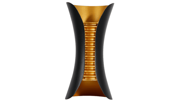 Arbotante tipo cilindro, color black/ gold, luz cálida,10w